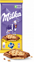 Шоколад Milka молочный с с соленым крекером TUC, 87 г