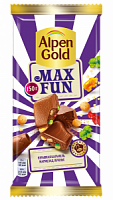 Alpen Gold Max Fun шоколад молочный с молочной карамелью, мармеладом и печеньем, 150 г