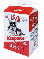 Коврики впитывающие гелевые с липким фиксатором для животных, Dr.ALEX, 45*60, 30шт